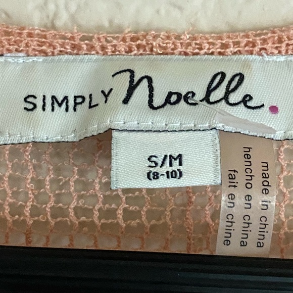 Simply Noelle Peach Mesh Sparkling Sequin Beach Cover-Up Sleeveless Top S/M - Picture 5 of 8